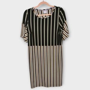 Violet‎ Weekend Womens Dress Sz Medium Navy Knit Stripes Color Block Classicore